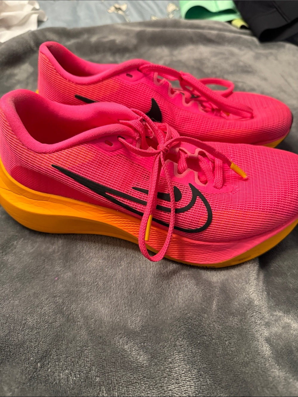 Nike Pink and Yellow Women's Athletic Running Shoes